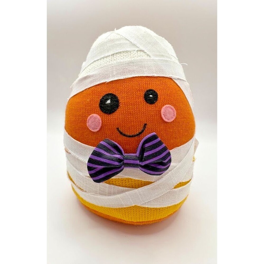 Halloween Mummy Candy Corn Plush Shelf Sitter Decor Weighted Soft Figure 8" Cute